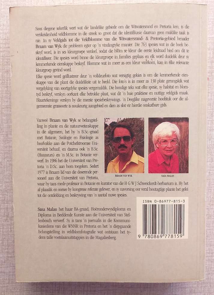 Veldgids tot die Veldblomme van die Witwatersrand en Pretoria Gebied (Braam van Wyk / Sasa Malan)