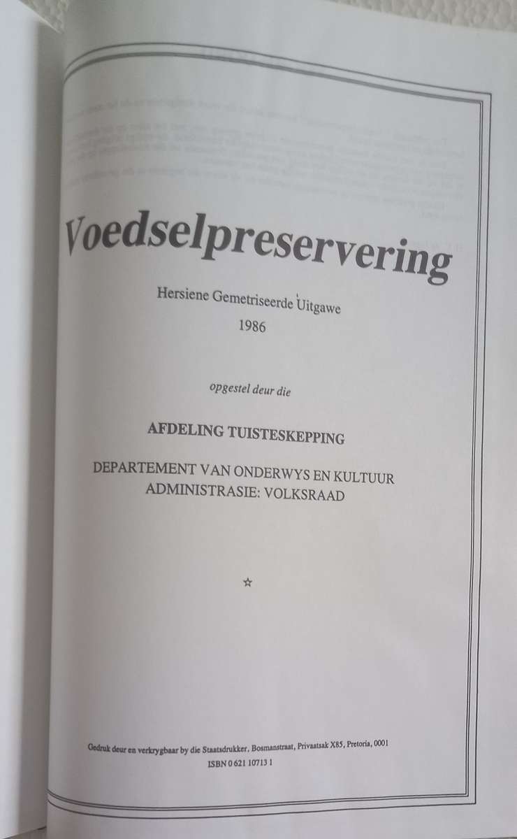 Voedselpreservering (Volksraad Tuisteskepping) 1986