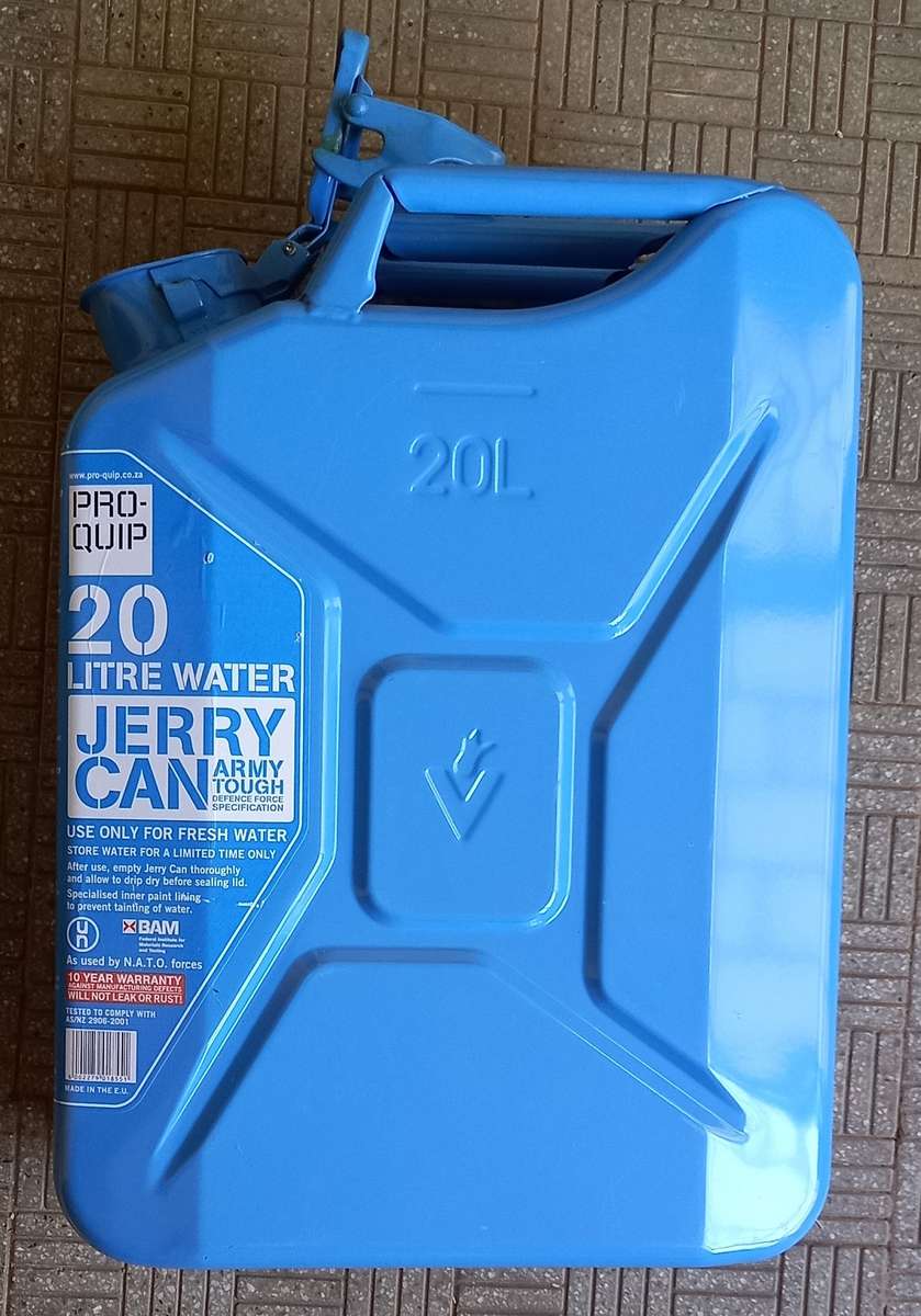 20 L Blue metal water jerry can as used by NATO forces (Pro  Quip)