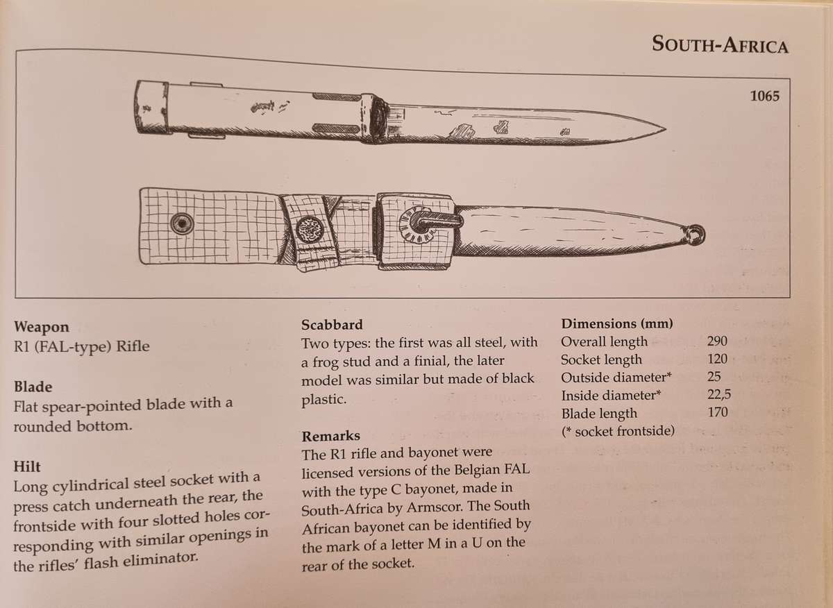 SADF ISSUED FN FAL TYPE C BAYONET