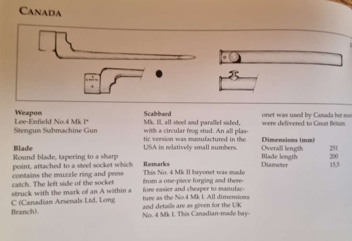 NO4 MK2 SPIKE BAYONET , CANADIAN ARMY