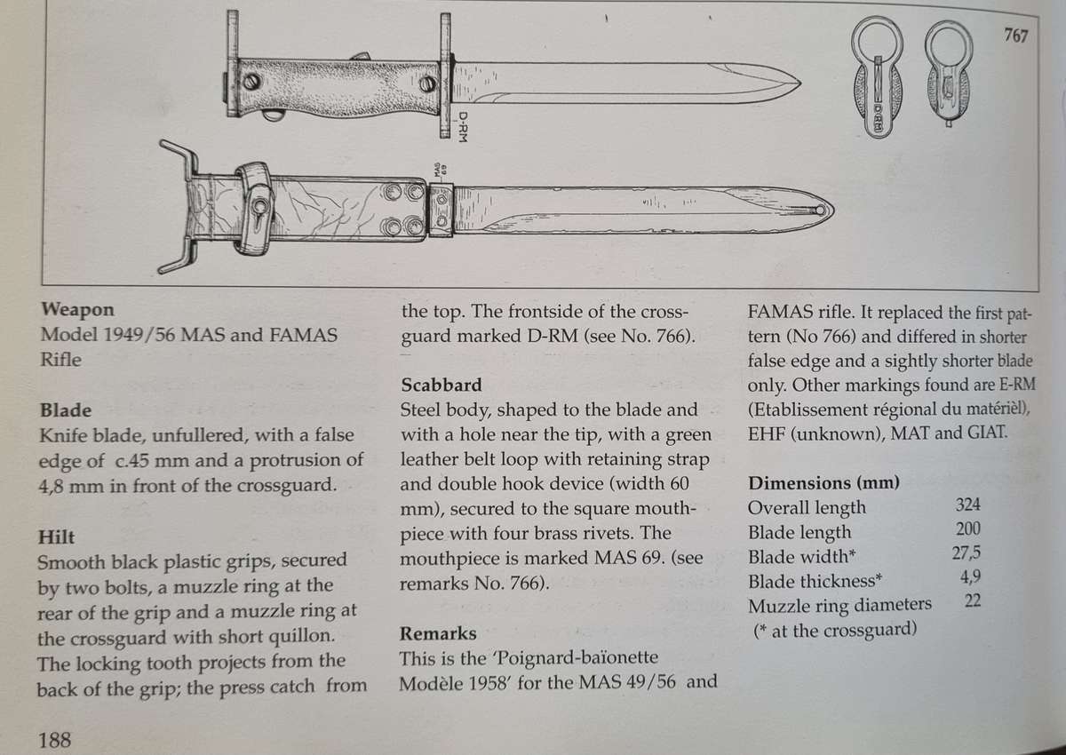 FRENCH MODEL 1958 MAS BAYONET