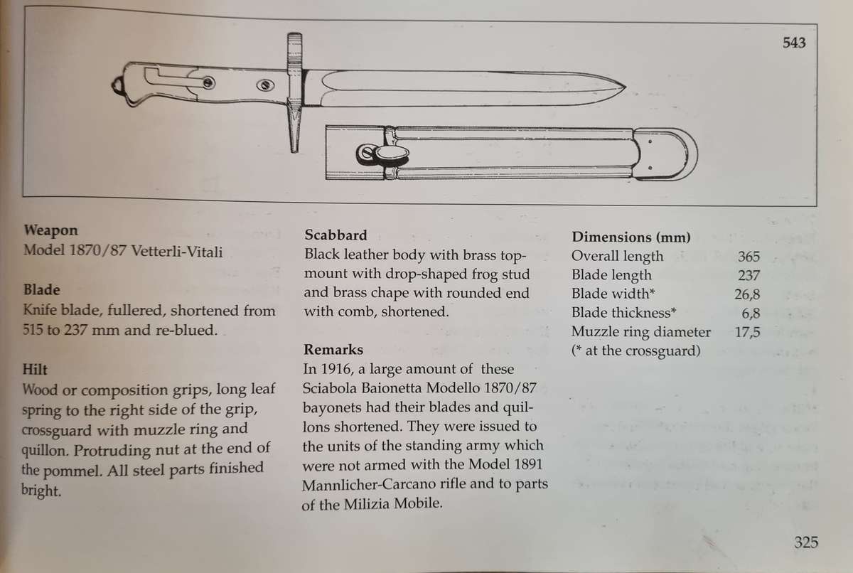 TWO ITALIAN BAYONETS M1870 AND M1891