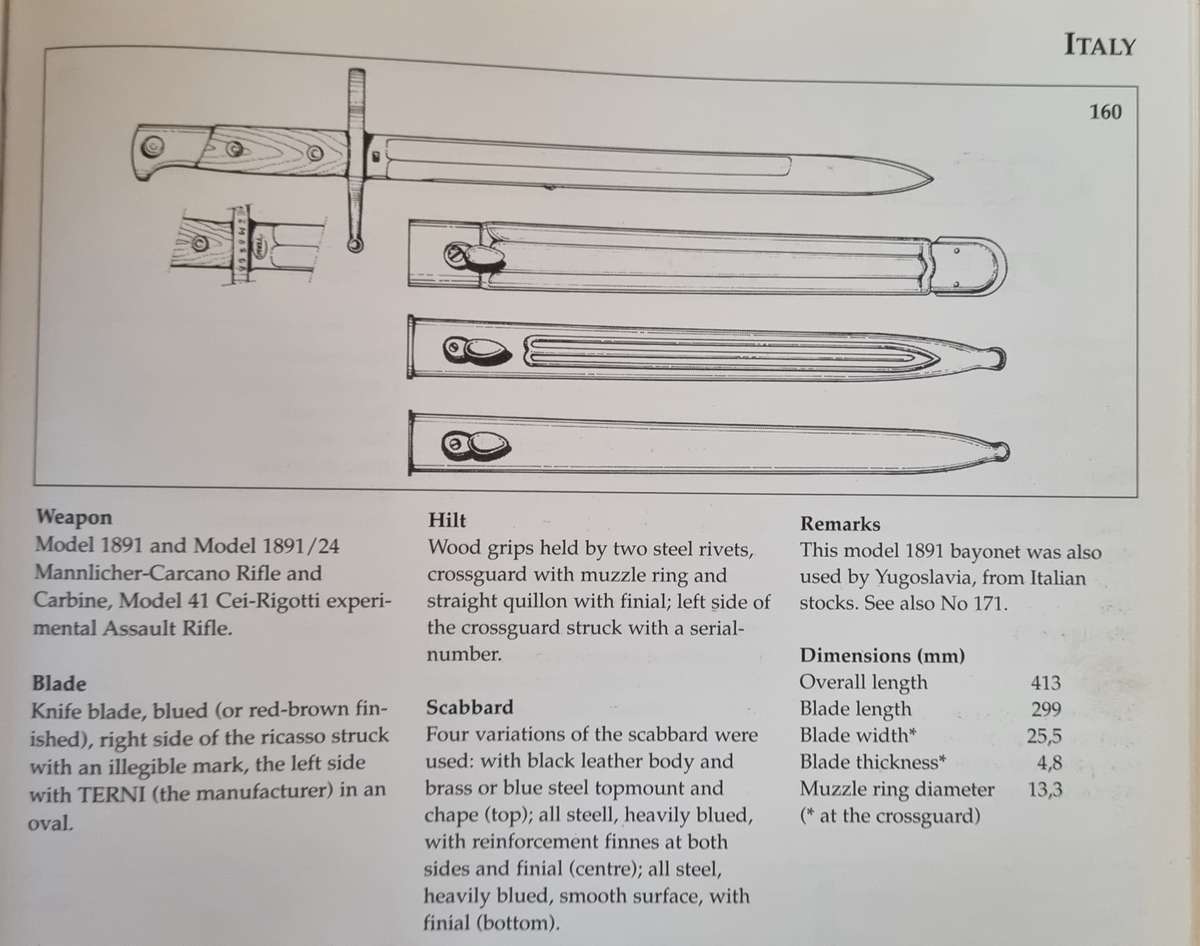 TWO ITALIAN BAYONETS M1870 AND M1891