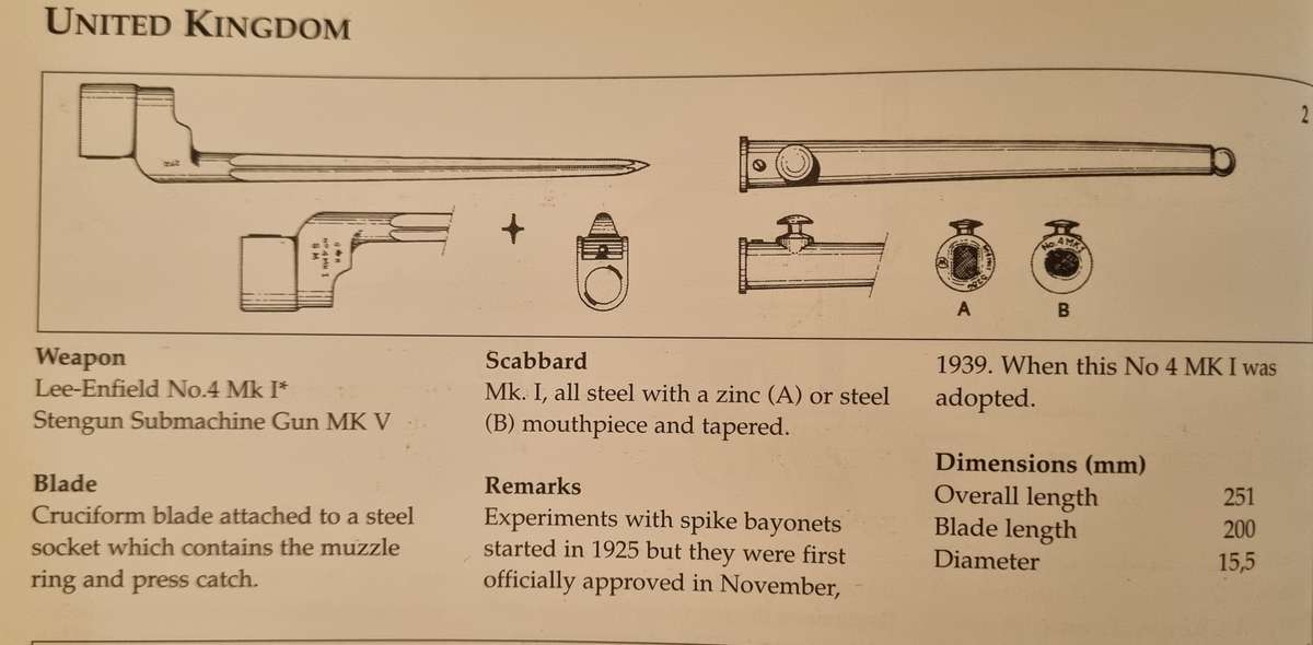 NO4 SPIKE BAYONETS , BRITISH , WW2