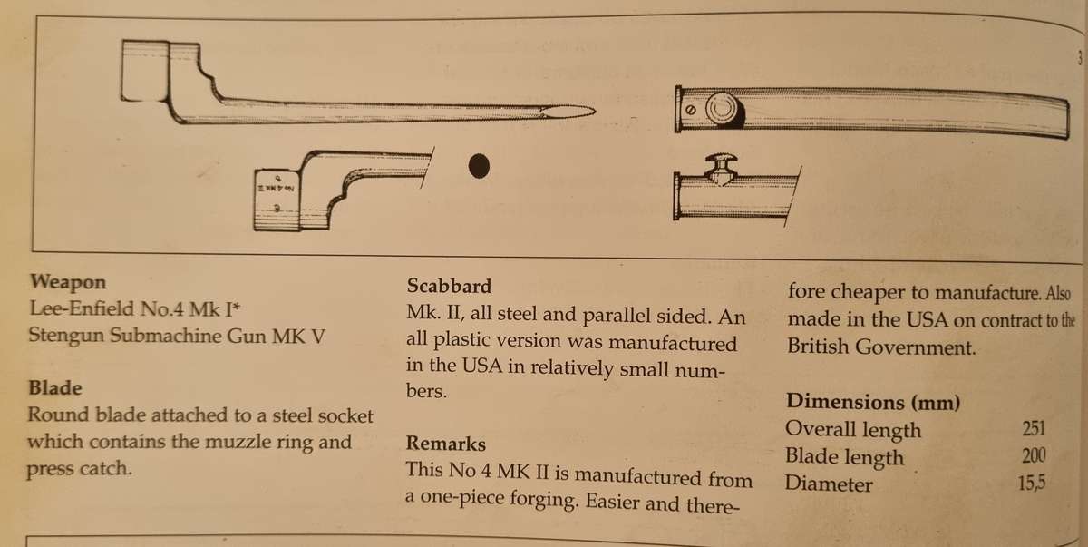 NO4 SPIKE BAYONETS , BRITISH , WW2