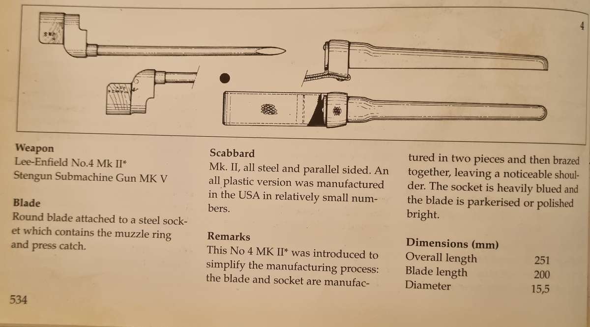 NO4 SPIKE BAYONETS , BRITISH , WW2
