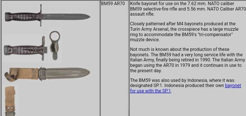 BM59 AR70 ITALIAN BAYONET