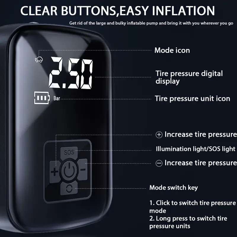 Portable Car Air Compressor Inflator Wireless