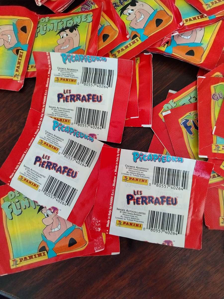 1994 Panini The Flintstones (Rare) - 65 sealed packets plus 80 loose stickers