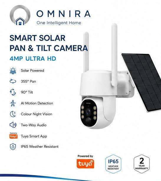 Omnira 4G Solar PTZ Camera - 4MP Camera - Tuya/Smart Life - AP-Q012B