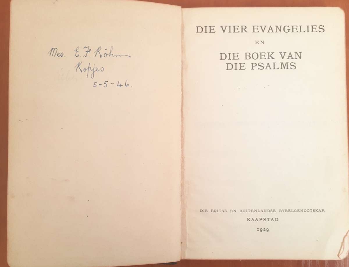 Bible - Die Vier Evangelies En Die Psalms - 1929