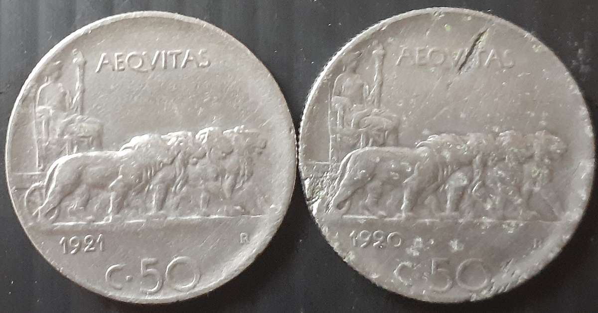 Coin - Italy - 50 Centesimo 1920R/50 Centesimo 1921R