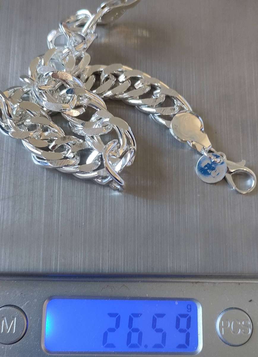 Silver filled Cuban bracelet - 925 mark- Length -20 + cm - Weight- 26.59 g - quality statement item