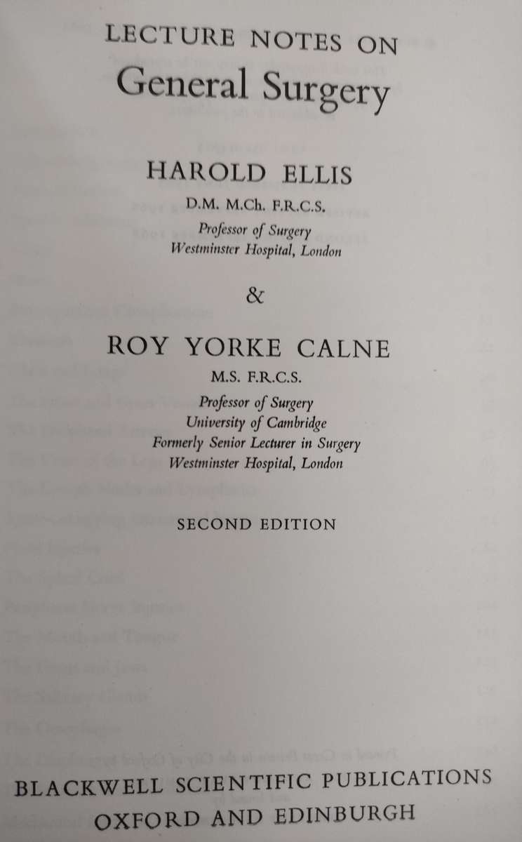 Lecture Notes on General Surgery by Ellis & Calne 1968 : 4th Edition: 1961: Good condition