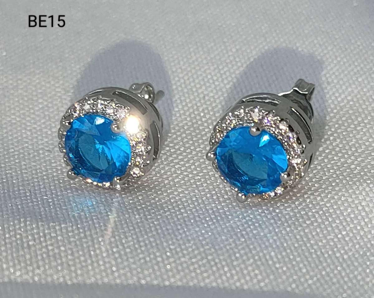 Synthetic gemstone stud earrings- good solid titanium steel setting