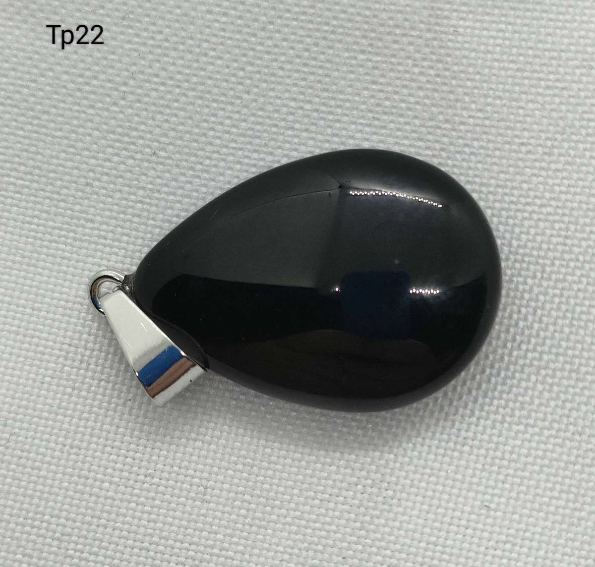Pendant- large app 25 mm lab created Black Agate stone- titanium steel