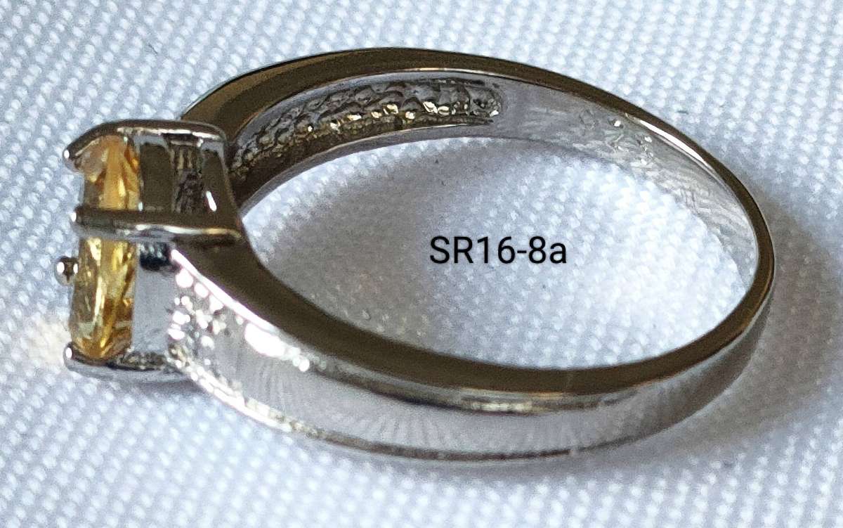 Top range-Guaranteed Sterling Silver Citrine and diamond ring marked 925 - Size US7