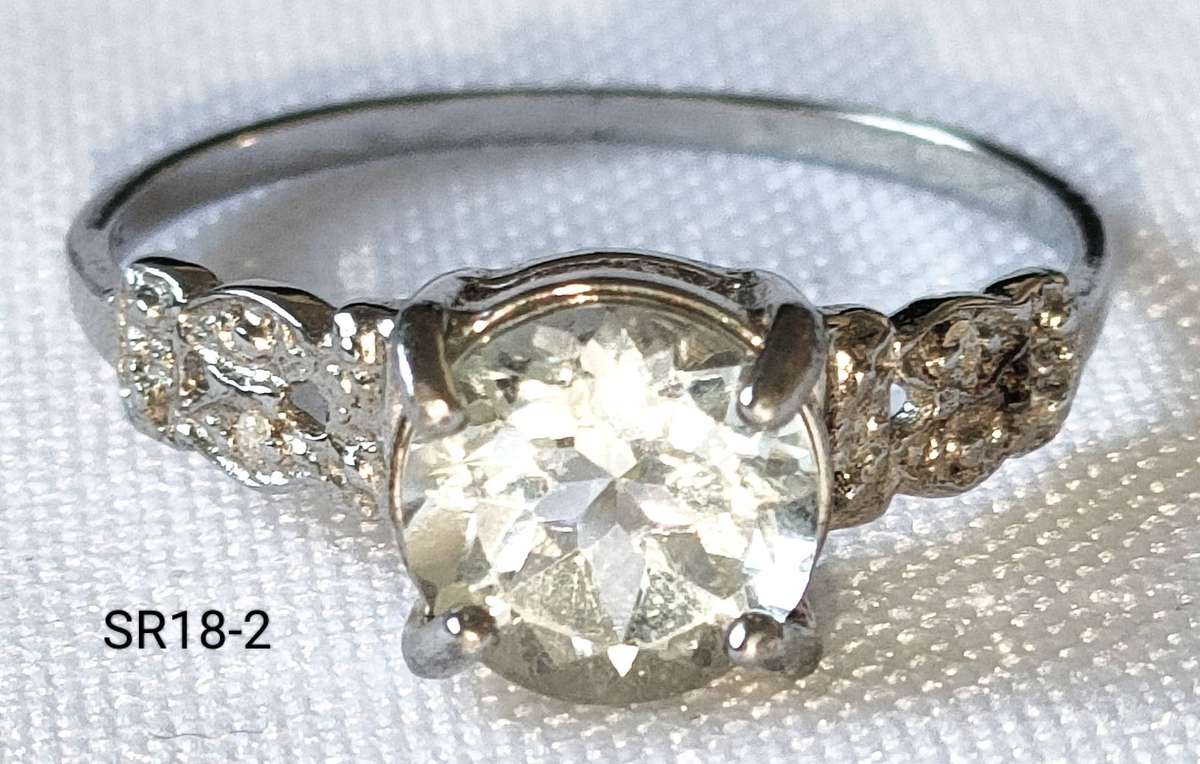 Top range-Guaranteed Sterling Silver White Topaz and diamond ring marked 925 - Size US7