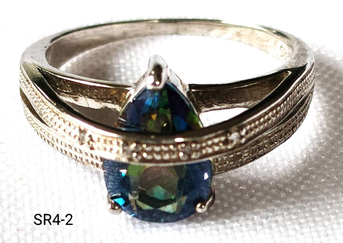 Top range-Sterling Silver Mystic Topaz ring -marked 925 - Guaranteed silver- US7