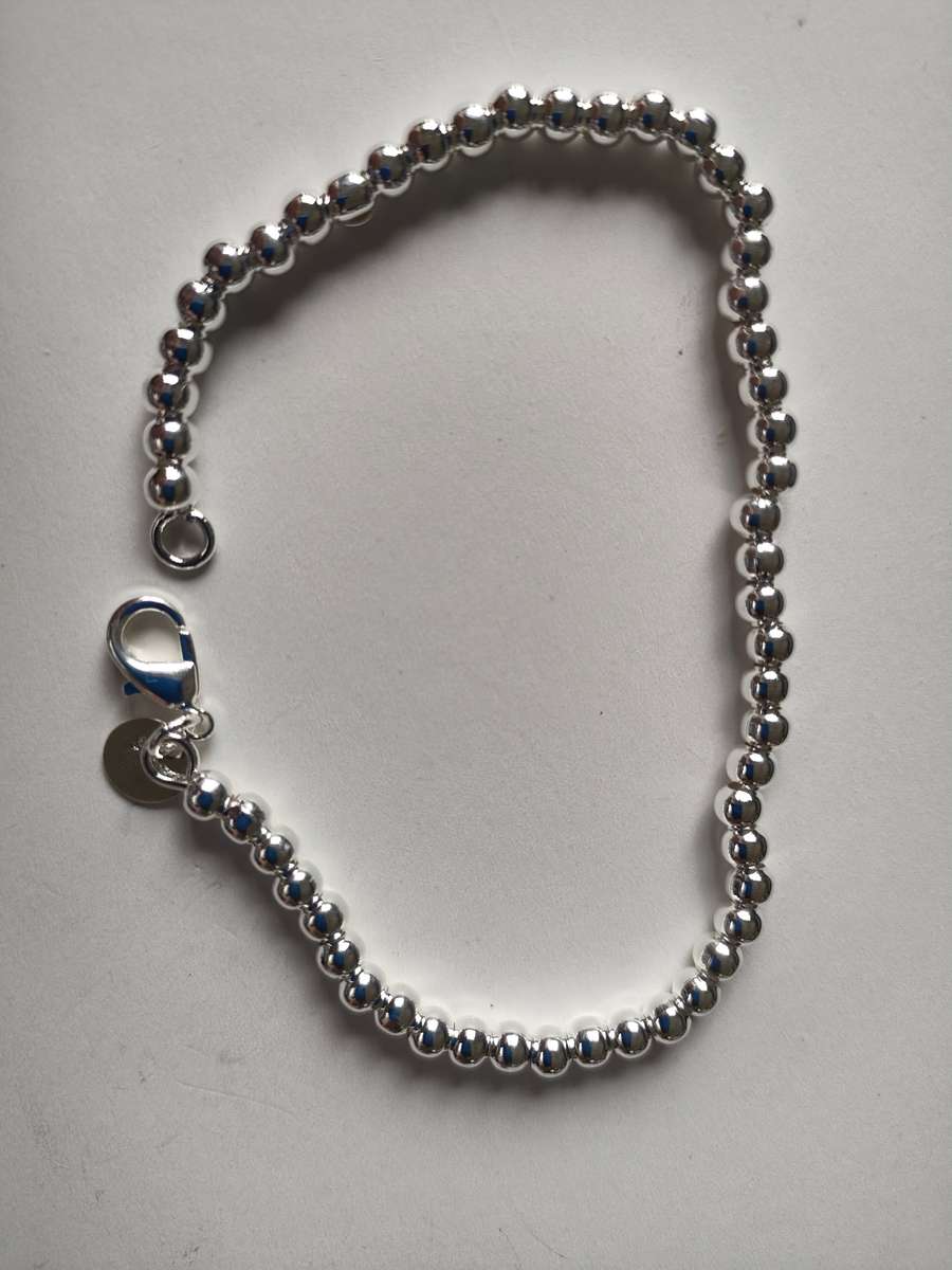 Sterling Silver bead bracelet - 925 stamp - 18.5 cm