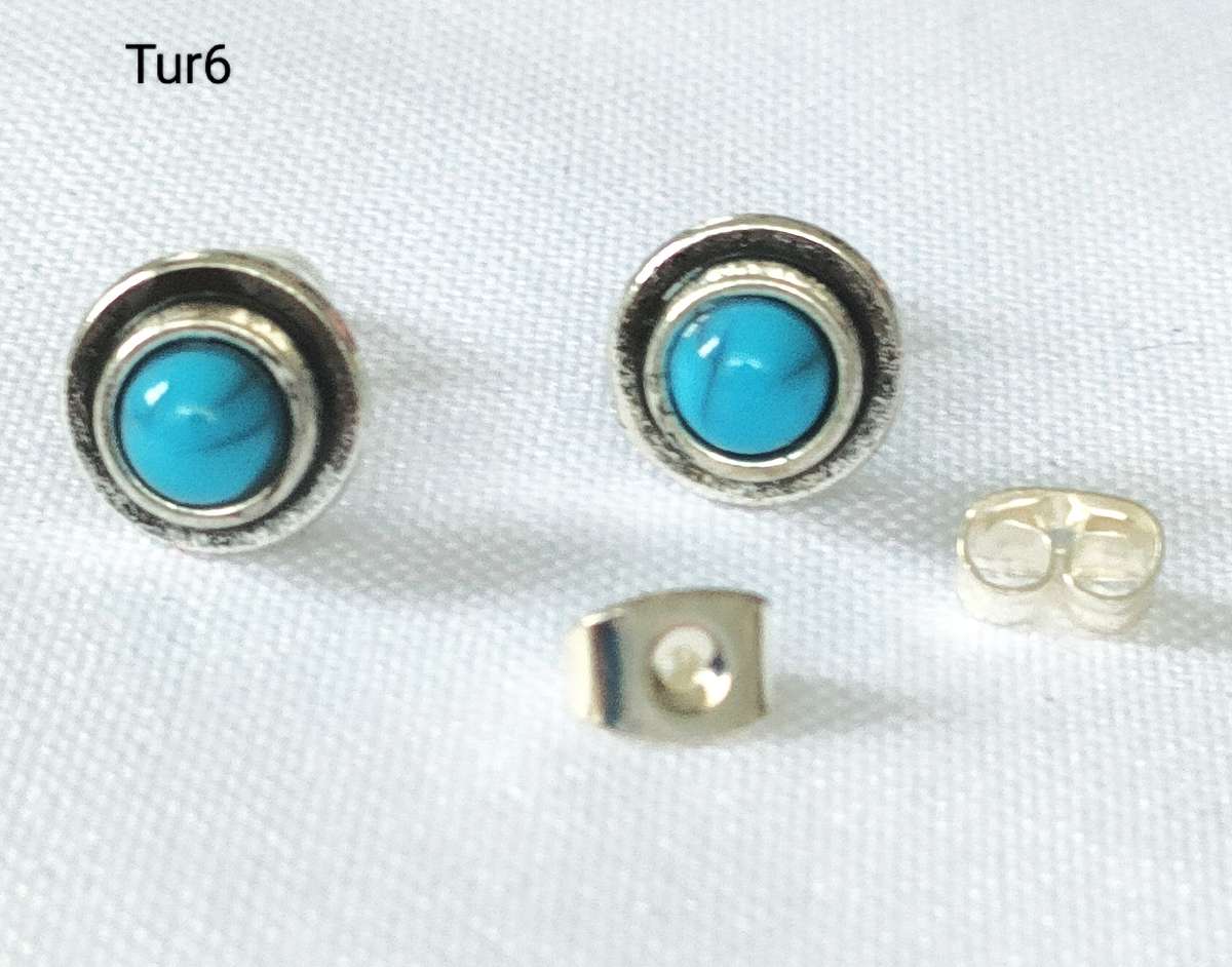 Turquoise earrings - lab created stones - studs