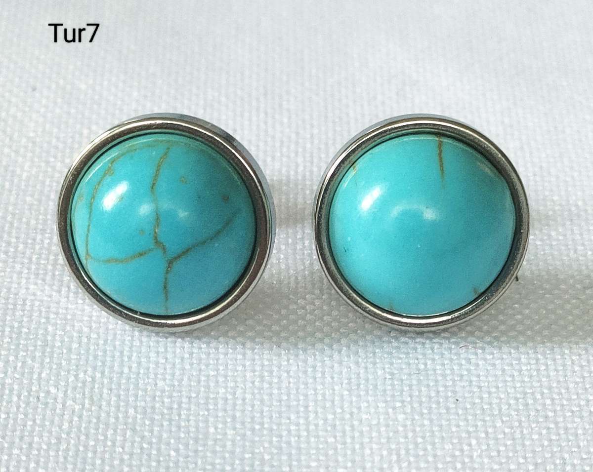 Turquoise earrings - lab created stones - studs