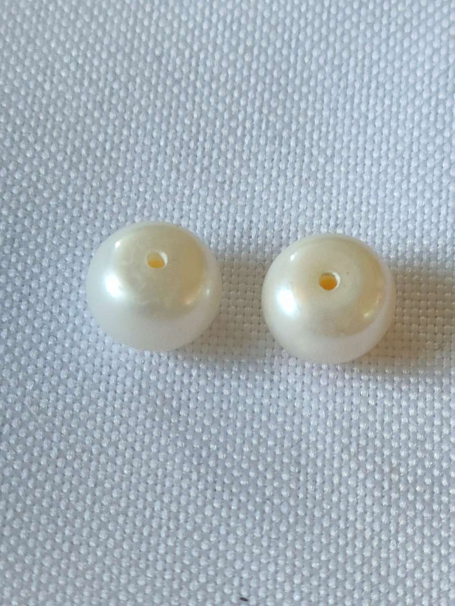 Pearl pair - 6 mm diameter - holes drilled for earrings