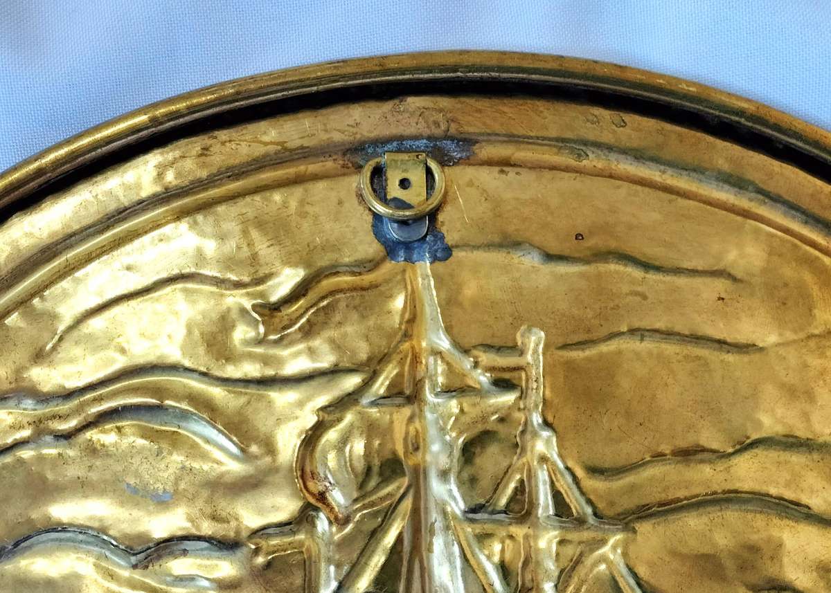Brass hand beaten wall plate with attachment- exquisite piece - 300 mm diameter