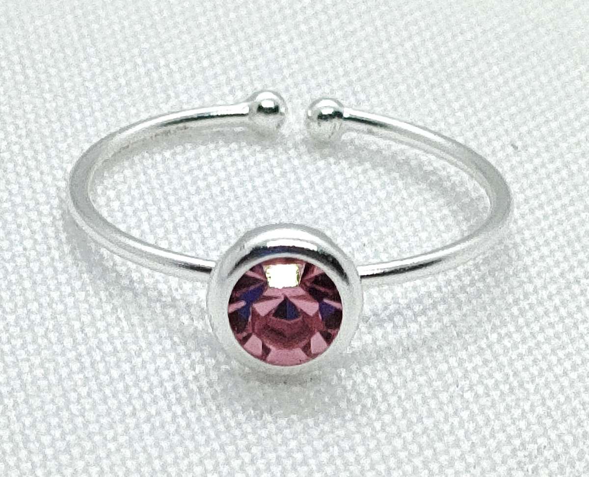 Gorgeous sterling silver Austrian Crystal open ring - 925 stamp -