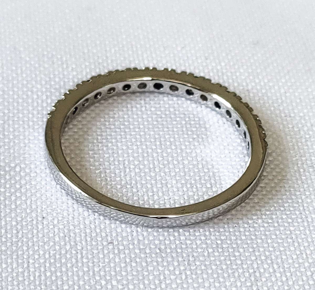 Dress ring -lab created blue and white stones- size US 7