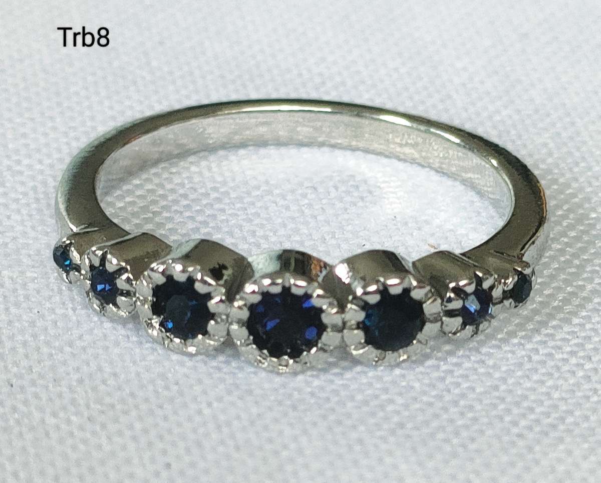 Dress ring - multiple lab-created blue and white stones - size US 7