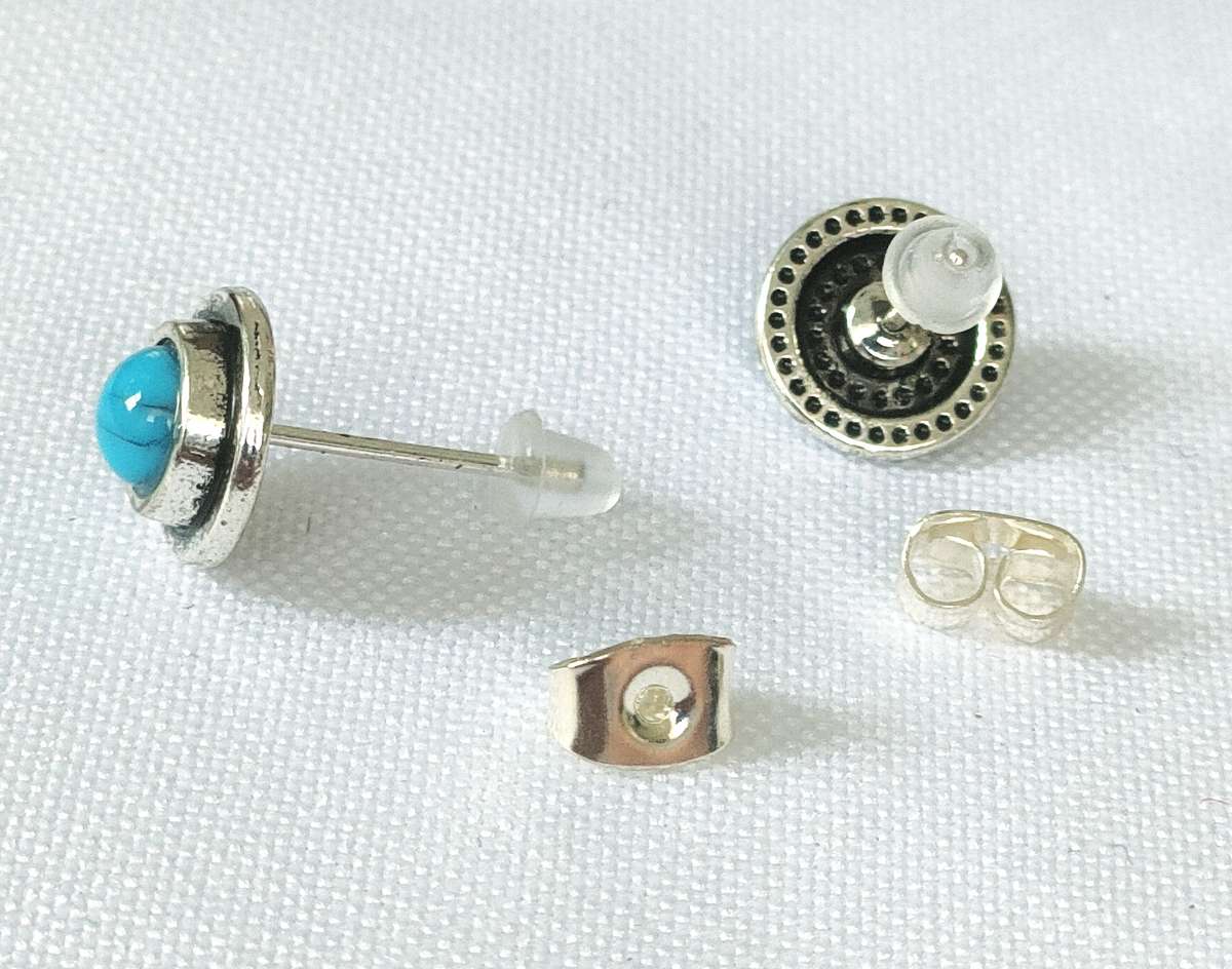 Turquoise earrings - lab created stones - studs