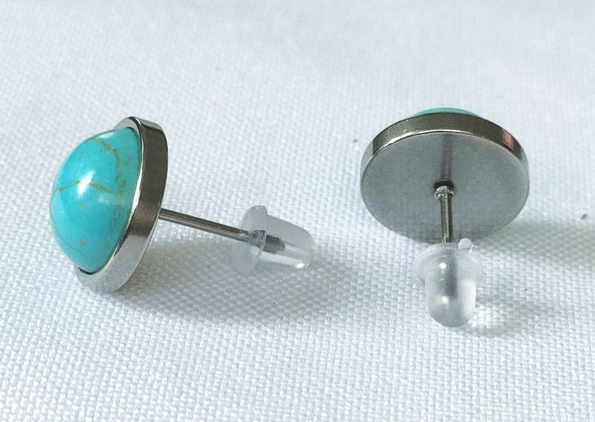 Turquoise earrings - lab created stones - studs