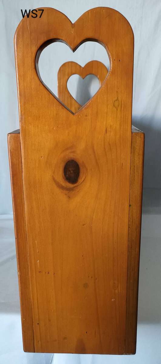 Large sturdy solid wood magazine rack with painted images-535 x 495 x 180 mm- top condition