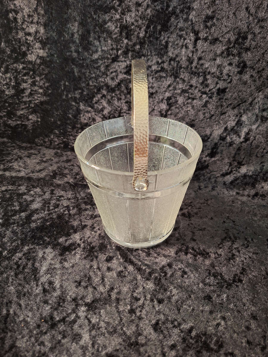 Stunning Vintage Pressed Glass Ice Bucket (Wooden Pail Styled)