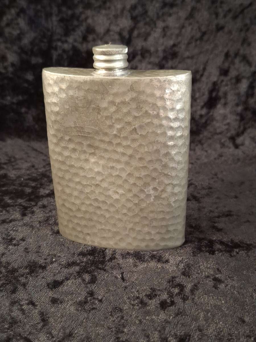 Vintage English Pewter 6 Oz Hip Flask