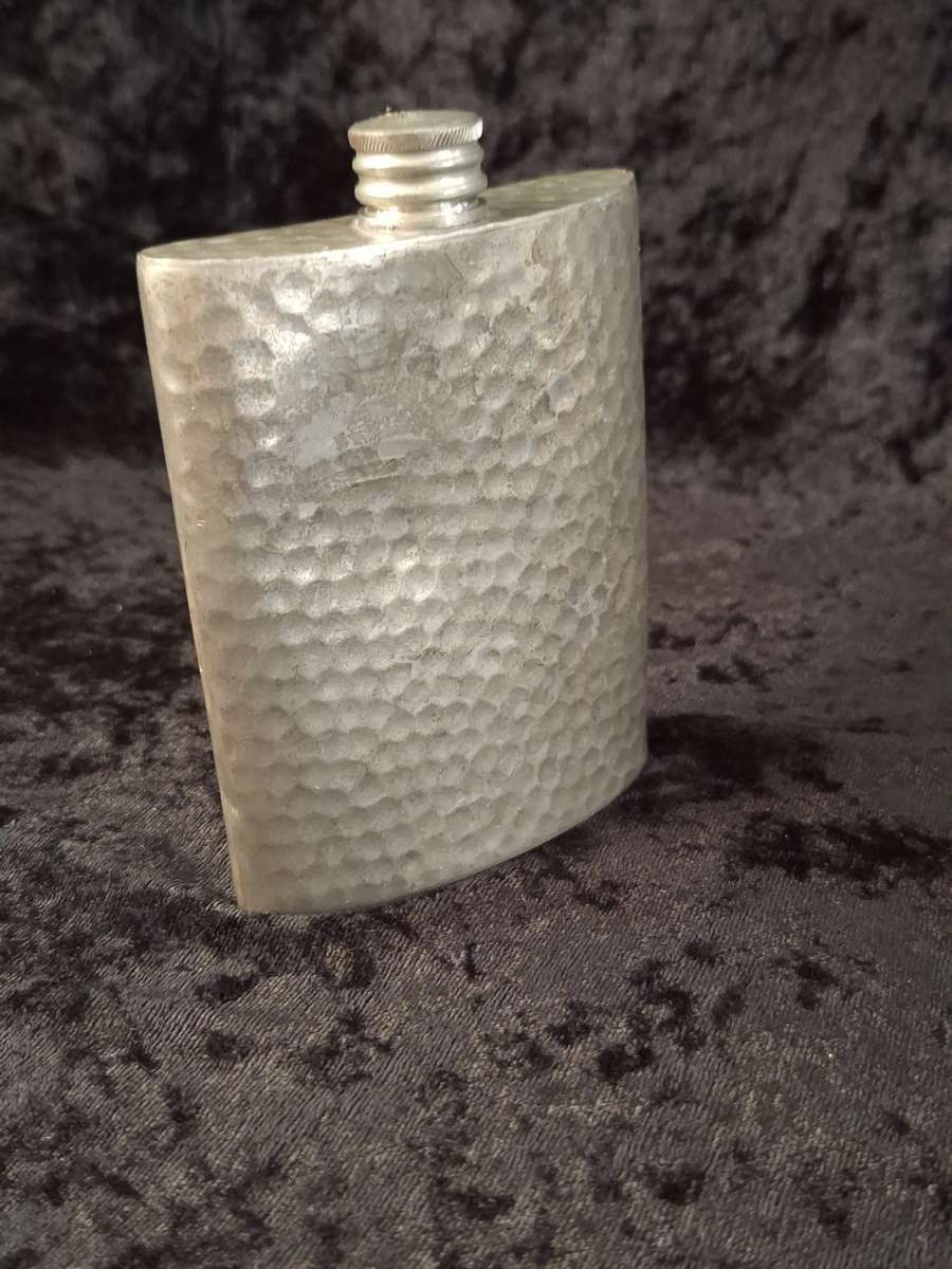 Vintage English Pewter 6 Oz Hip Flask