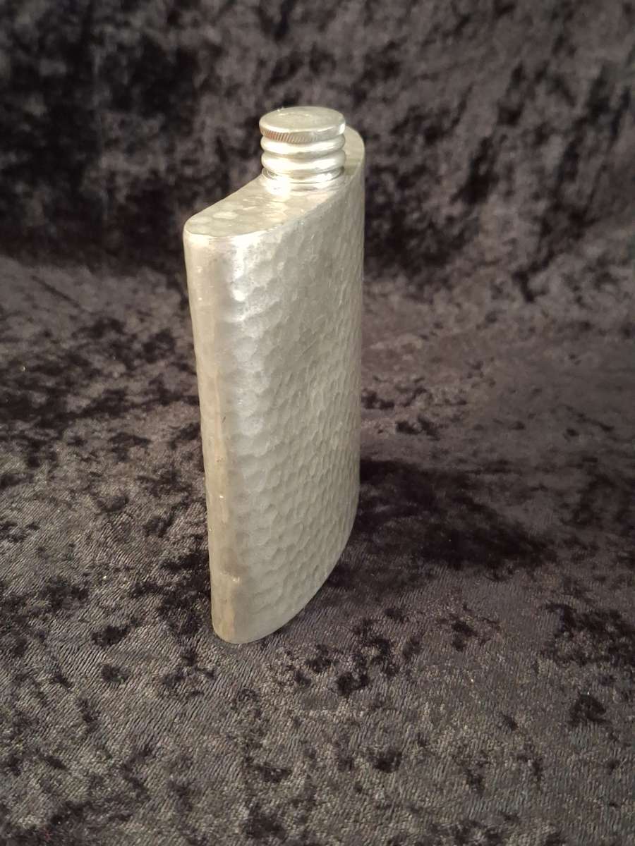 Vintage English Pewter 6 Oz Hip Flask