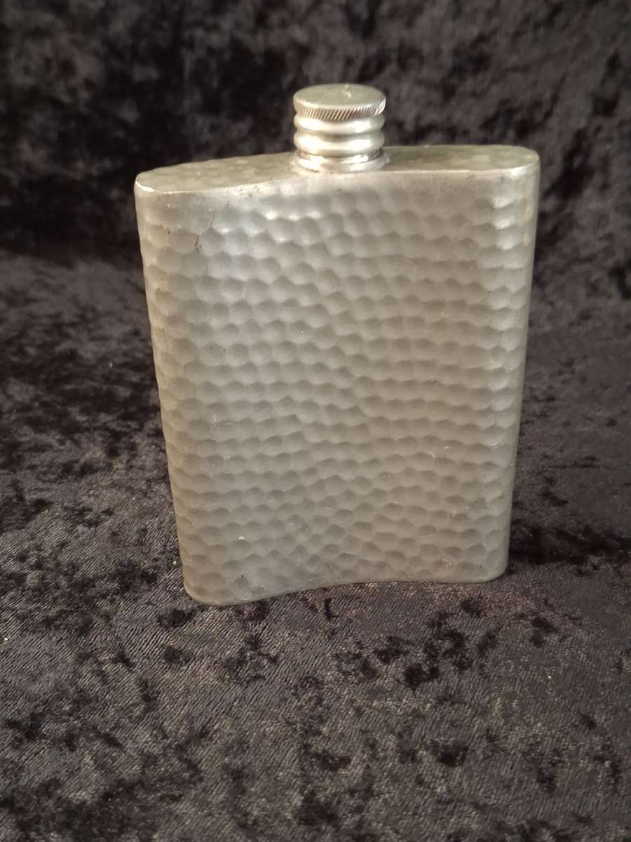Vintage English Pewter 6 Oz Hip Flask