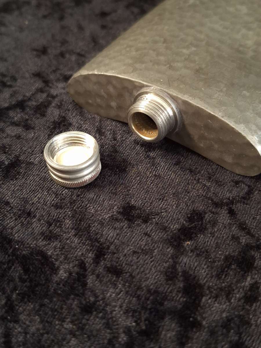 Vintage English Pewter 6 Oz Hip Flask