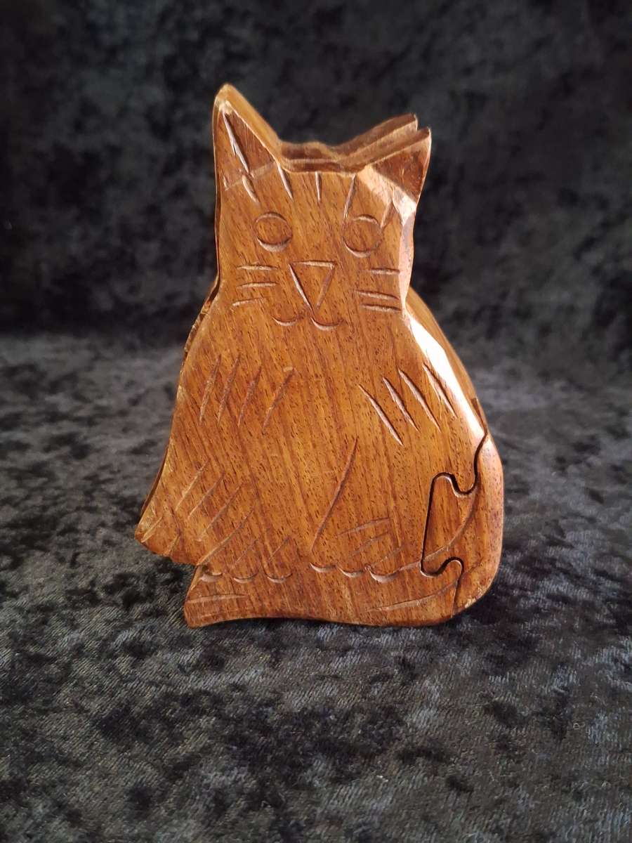 Vintage Wooden Hand Made Puzzle Box.