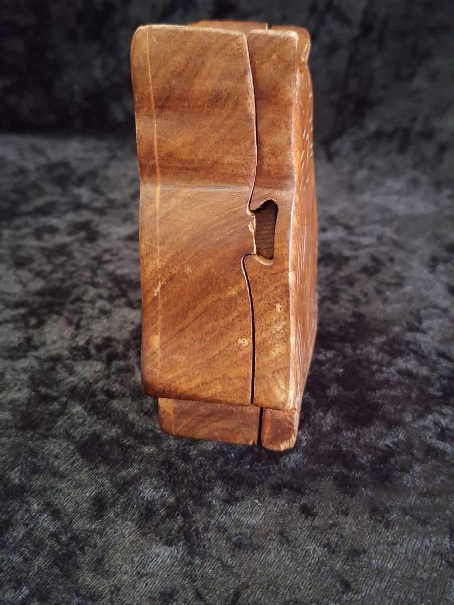 Vintage Wooden Hand Made Puzzle Box.