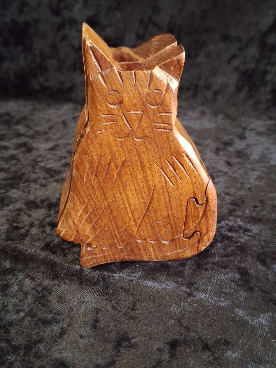 Vintage Wooden Hand Made Puzzle Box.