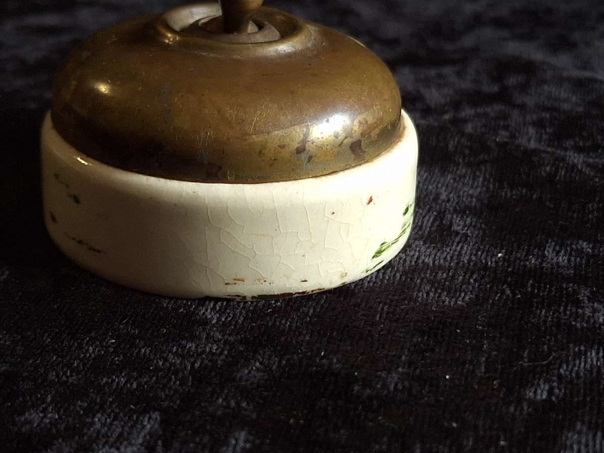 Vintage Brass and Porcelain Light Switch
