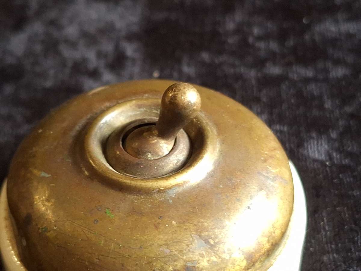 Vintage Brass and Porcelain Light Switch