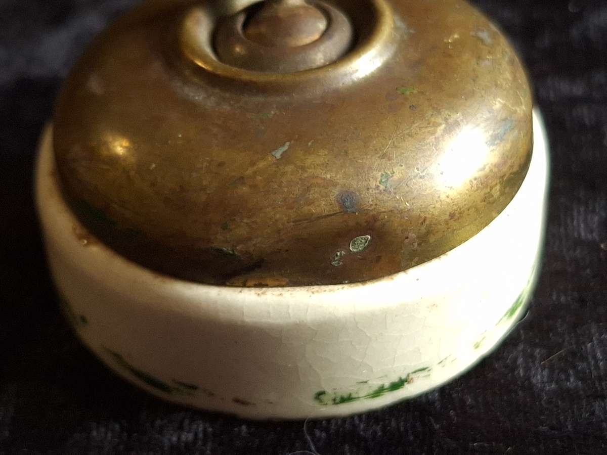 Vintage Brass and Porcelain Light Switch