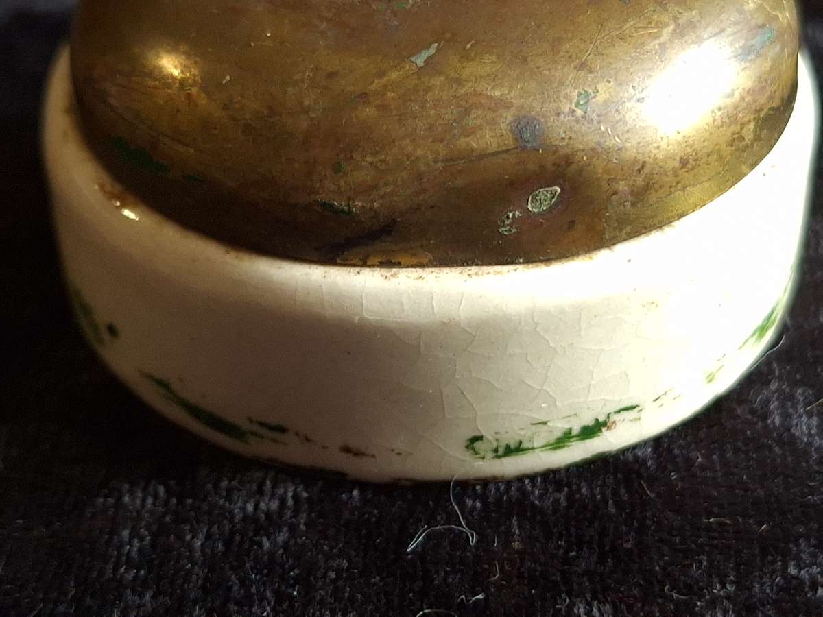 Vintage Brass and Porcelain Light Switch