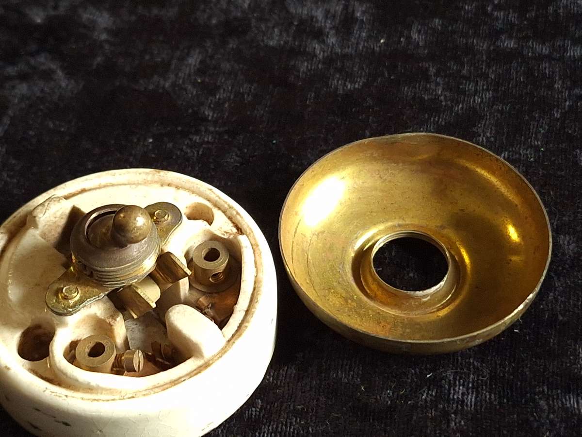 Vintage Brass and Porcelain Light Switch