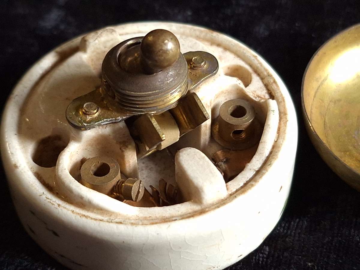 Vintage Brass and Porcelain Light Switch